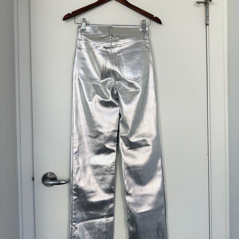 Abercrombie & Fitch Shimmering Silver High-Rise Pants-metalic silver - Picture 2 of 8